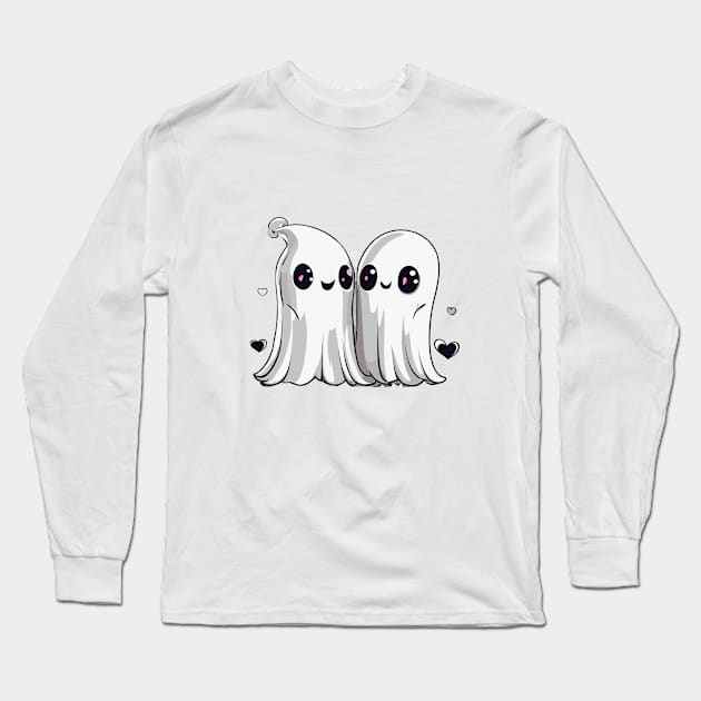 Cute Ghost Couple Long Sleeve T-Shirt by Venus Doom